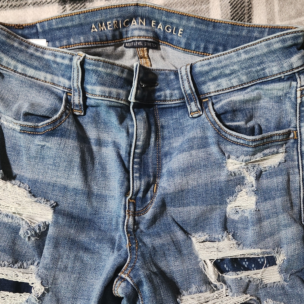 American Eagle Outfitters Blue Skinny Jeans Distressed
